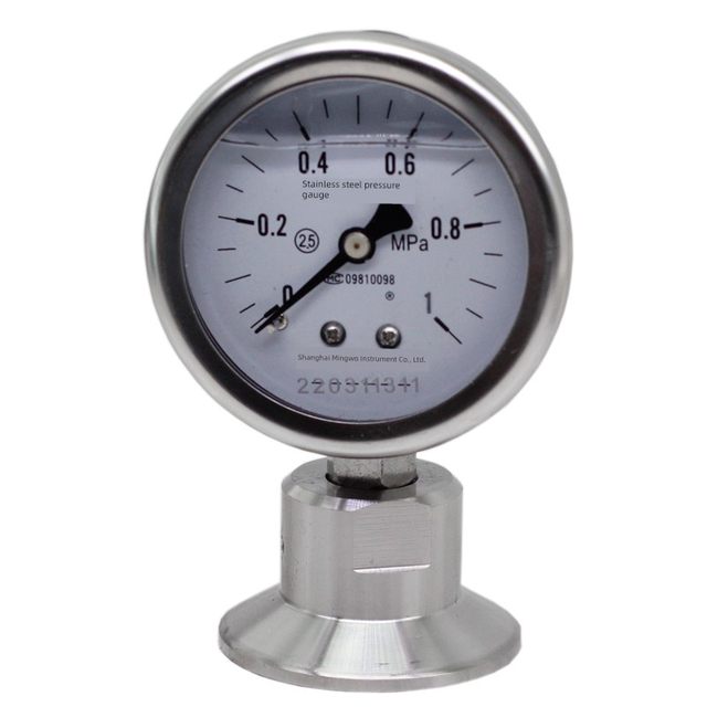 Chuck clamp type diaphragm pressure gauge Food hygiene grade diaphragm meter YNTP60BF 1MPA shock-resistant fast loading type