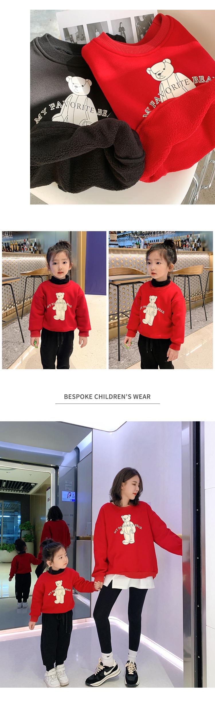 mini thickening one Velvet Sweater With children