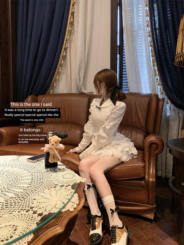 DoggyQin miss shirt manual Crimping Dinner skirt