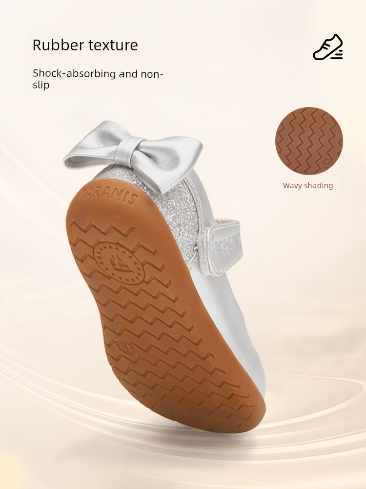 Tyrannis Autumn Children's Shoes Princess Baby Shoes Girls' Barefoot Shoes Baby Girl Pre-Walking Shoes Baby Leather Shoes — 3