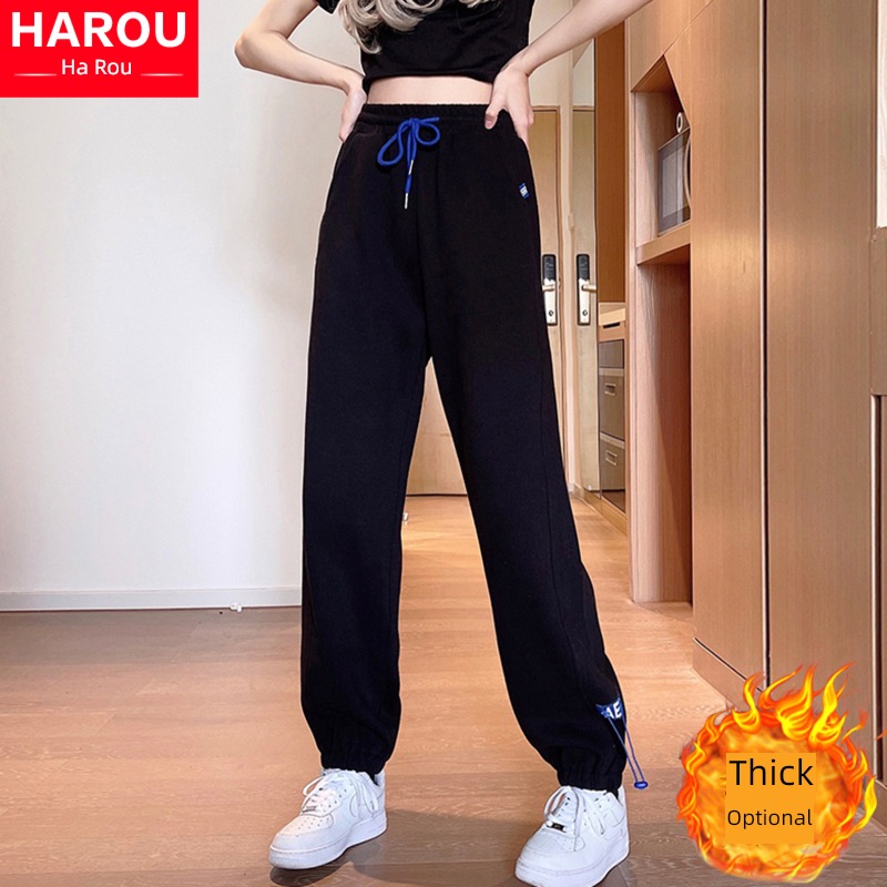 thickening girl Spring, autumn and winter high school student leisure time sweatpants