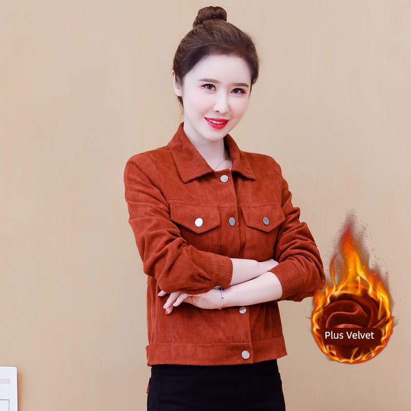 loose coat female corduroy have cash less than that is registered in the accounts leisure time Lapel loose coat