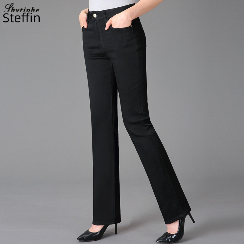 middle age High waist easy winter Plush mom Jeans
