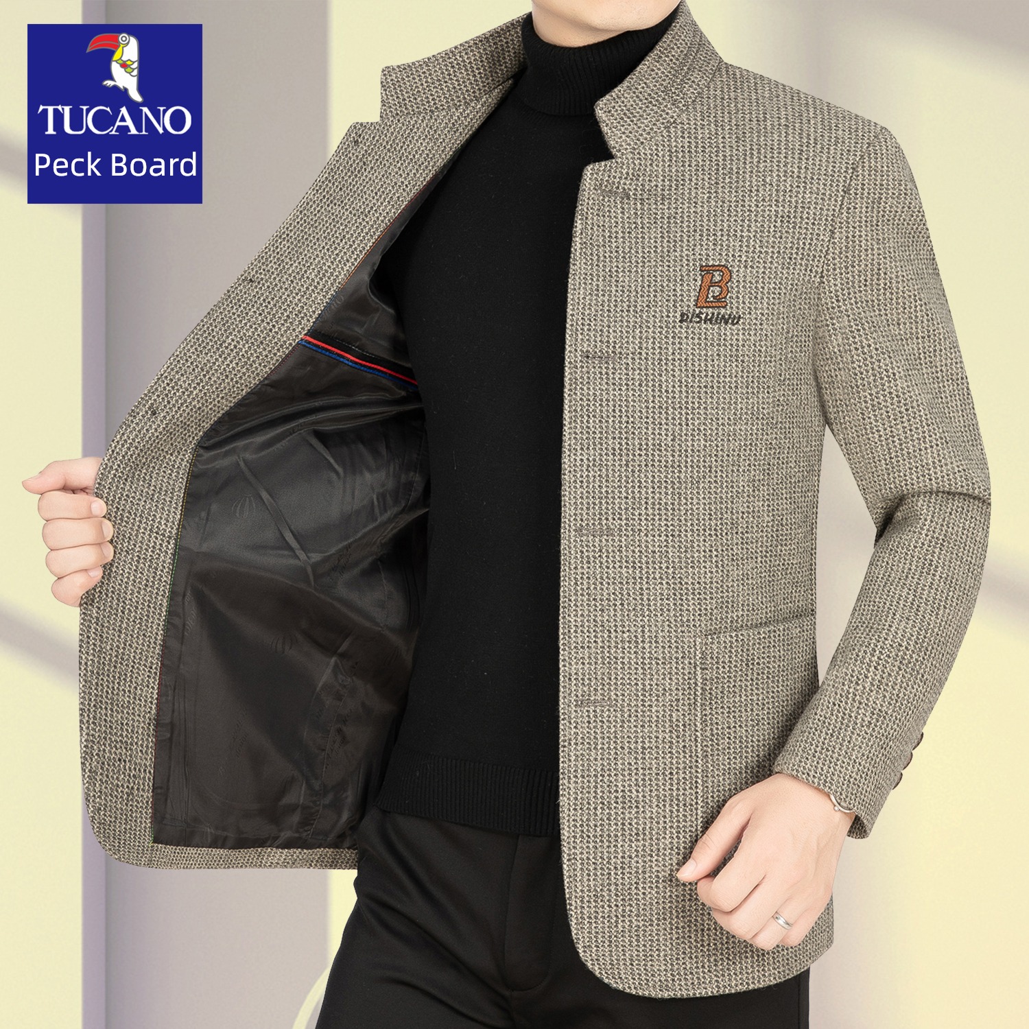 Woodpecker high-end Spring and Autumn winter clothes man loose coat