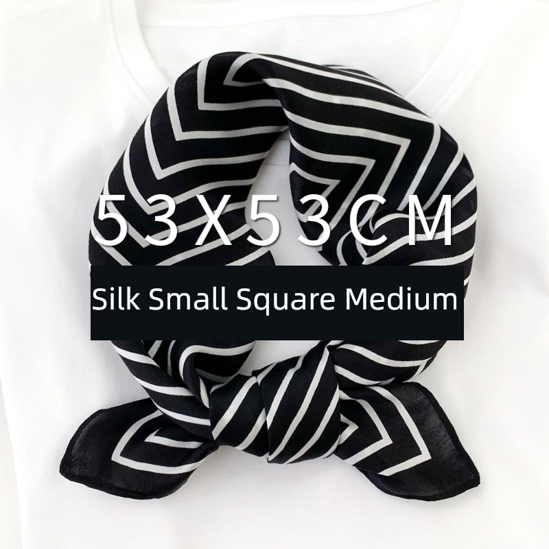 black and white stripe female spring and autumn collocation occupation airline stewardess real silk
