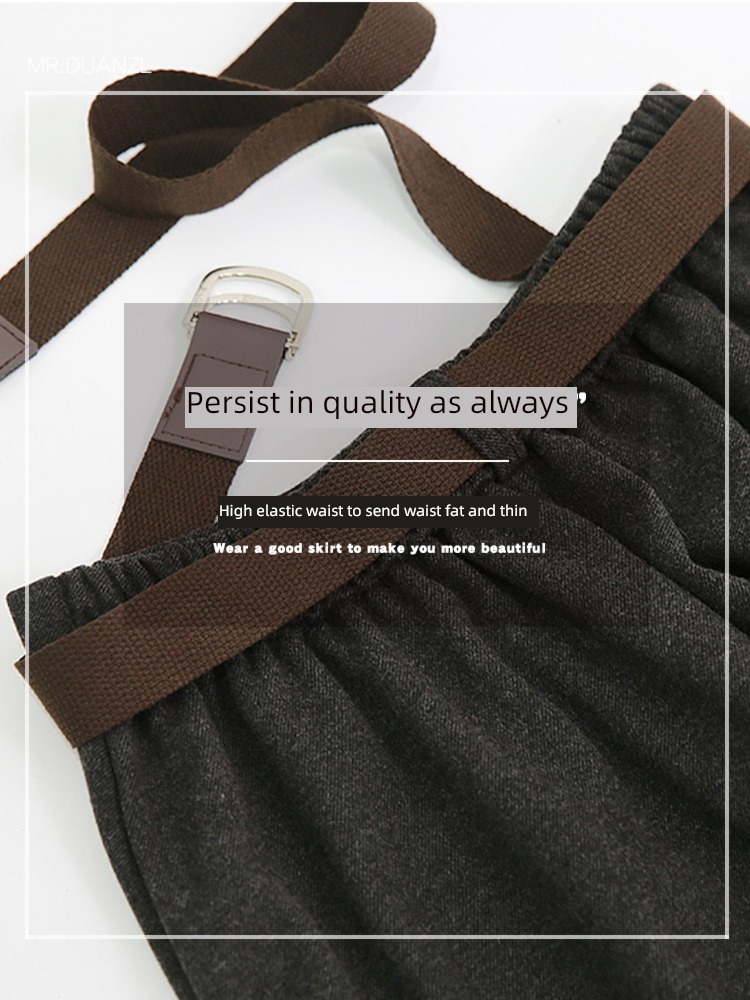 Wool Autumn and winter Coffee Big swing Medium and long term skirt