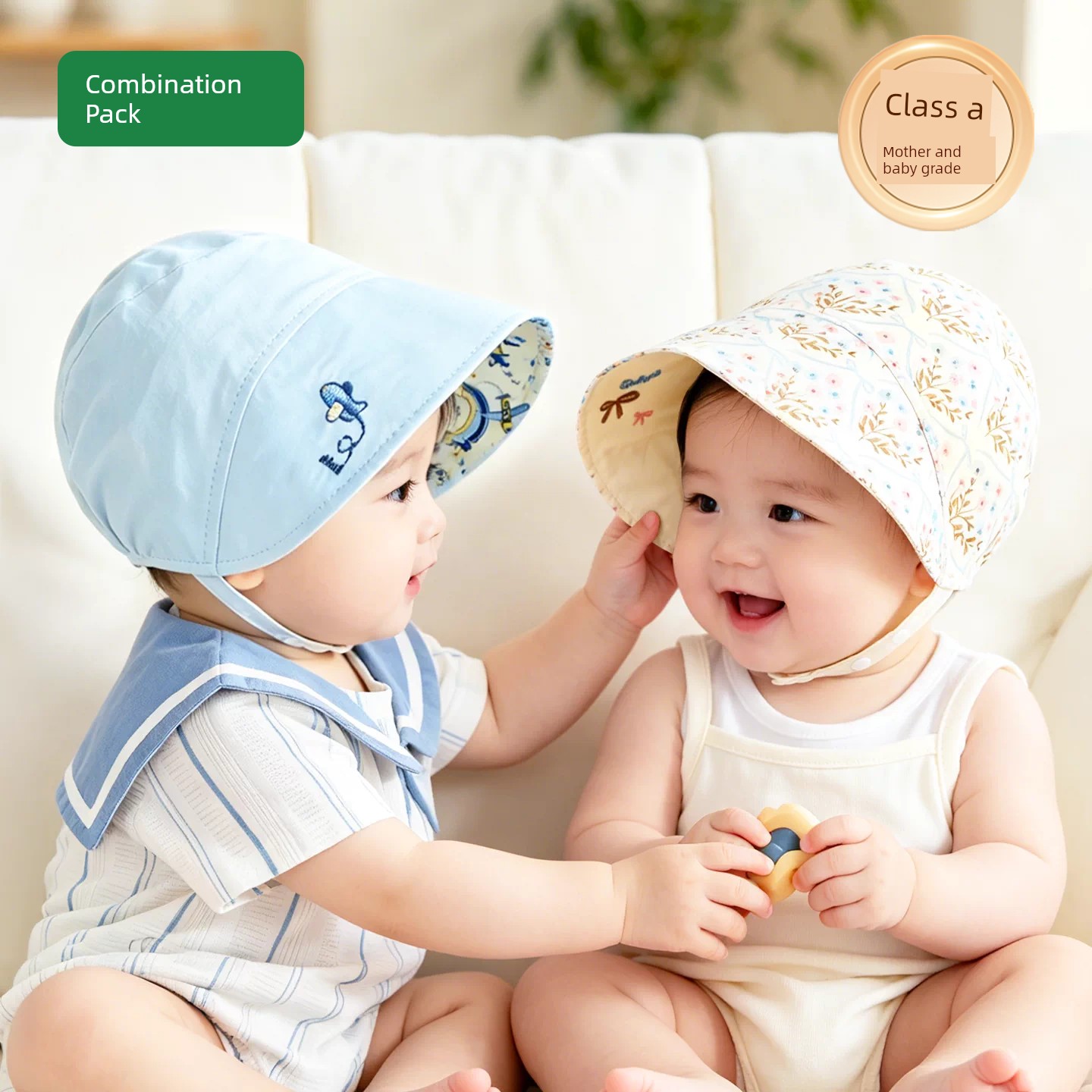 Baby Hat Summer Thin Sun Protection Hat Class a Pure Cotton Children's Sunshade Hat for Boys and Girls Newborns and Infants for Outdoor Use — 5