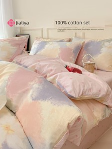 Grace Four-Piece Set Pure Cotton All Cotton 2025 New Arrival Quilt Cover Bed Sheets Bedding Fitted Sheet Dormitory Bed T