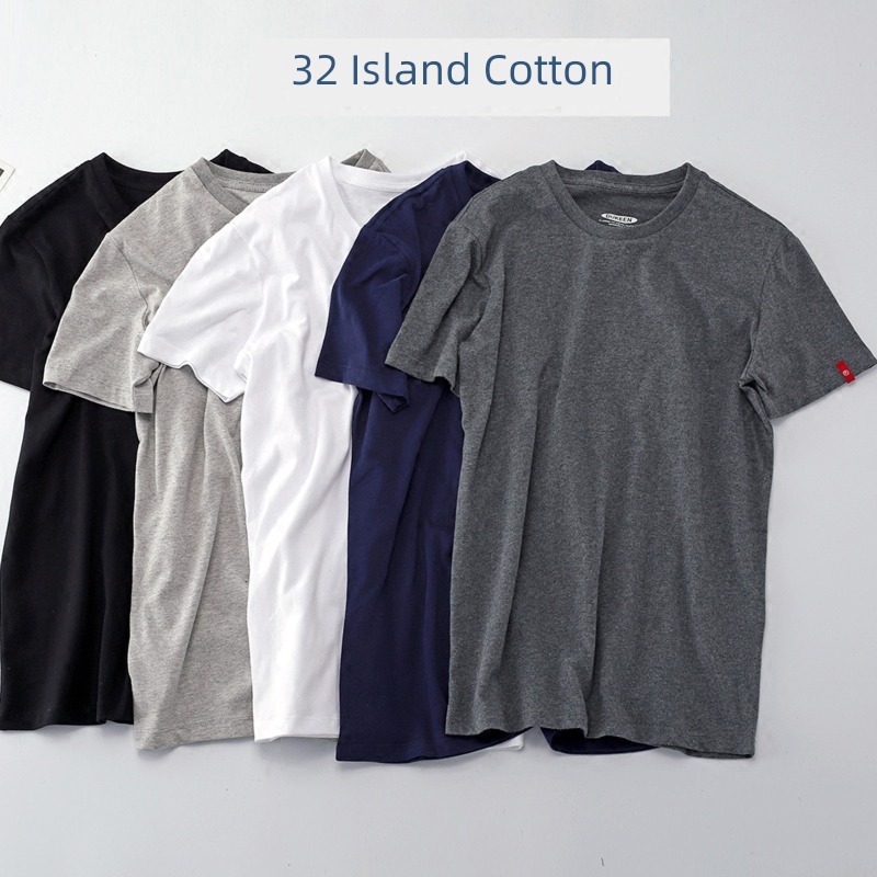 man Cotton Black and white Round neck trend Short sleeve T-shirt