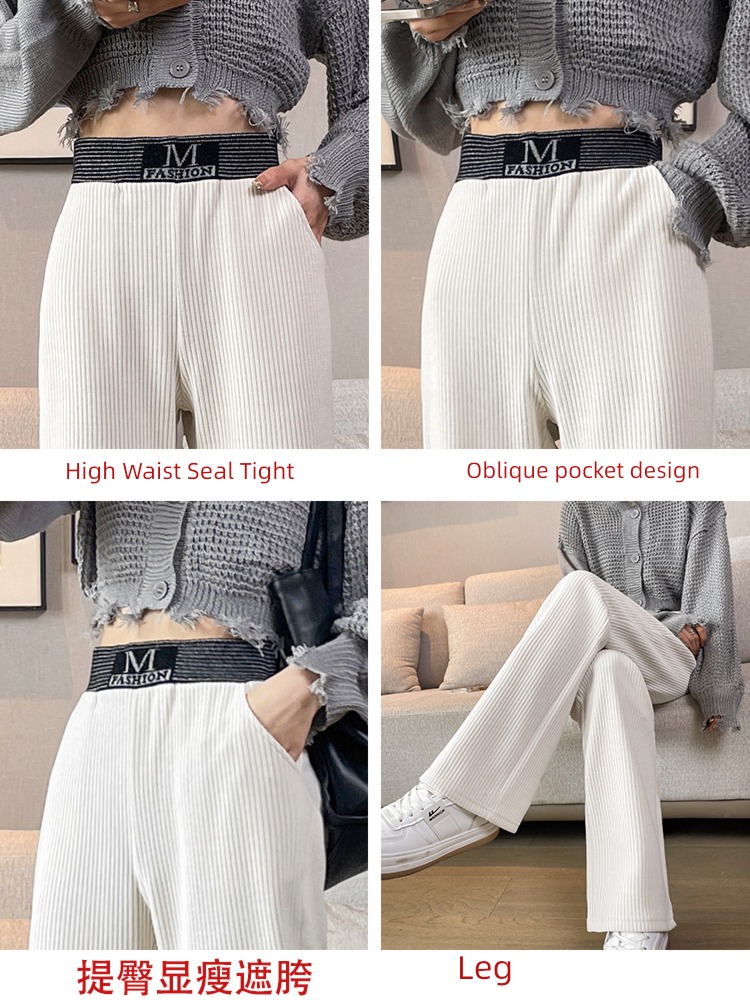 chenille  Plush trousers female winter Wide leg pants 2022 new pattern Hot money thickening Wick Velvet Women's trousers Autumn and winter
