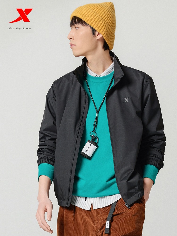 XTEP male autumn The new double-deck Windbreaker stand collar loose coat