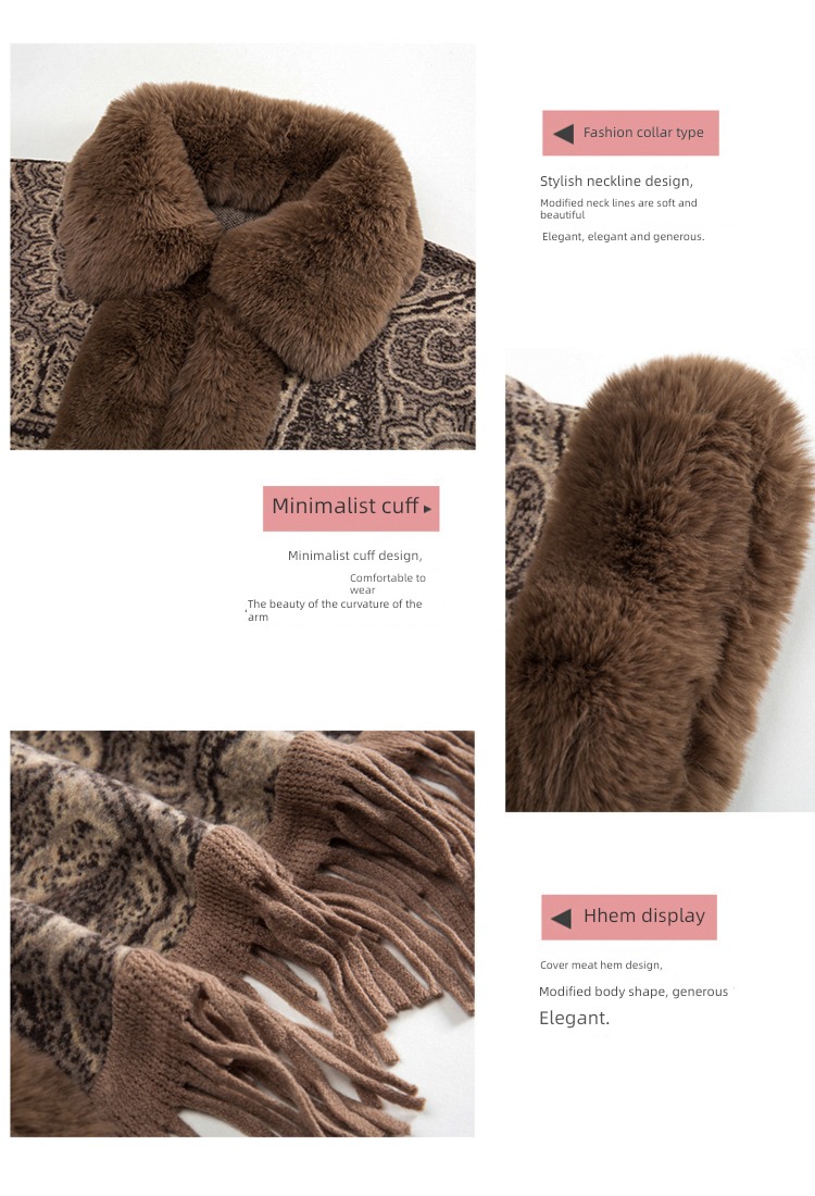 female thickening cheongsam spring and autumn noble Large wool collar Shawl
