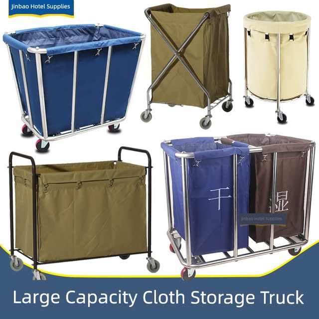 Hotel linen car room service car stainless steel trolley laundry hotel cleaning car storage car cloth bag
