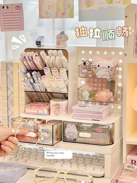 Desktop hole board storage box desk stationery organizing artifact storage rack pen holder office study table storage rack