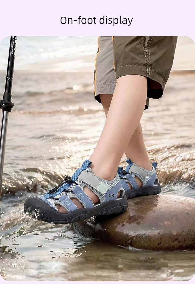 Mqd Boys' Lightweight Sports Sandals 2026 Summer Style Hollow Breathable Non-Slip Outdoor Closed-Toe Beach Shoes — 12
