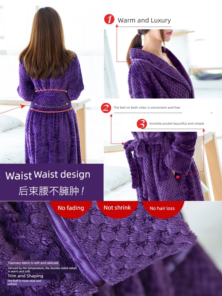 female winter have more cash than can be accounted for thickening Coral velvet lovers robe