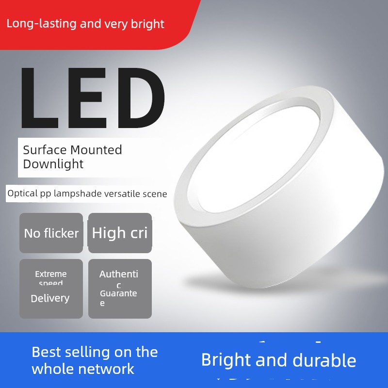 Led Ultra-Thin Surface-Mounted Downlight Spotlight Home Decoration Commercial Lighting Anti-Glare Ultra-Thin Round Light Corridor New Ceiling Light
