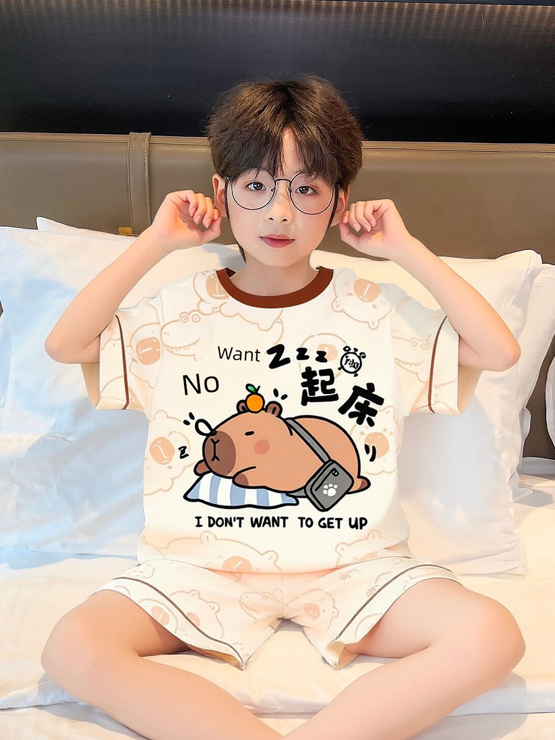 Children's Pajamas for Boys and Teenagers 2026 New Summer Season Thin Type a Pure Cotton Home Clothes for Little Boys and Girls