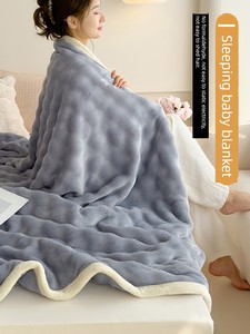 Rabbit Plush Blanket Winter Thick Coral Fleece Blanket Nap Office Sofa Cover Bed Kids Small Quilt