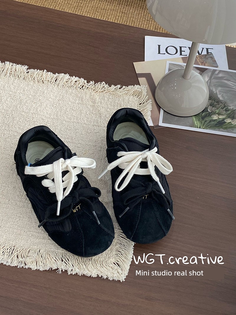 Wgt Autumn Children's Double-Lace German Training Shoes for Boys and Girls, Soft-Soled Retro Flat Shoes, Relaxed Casual Shoes — 9