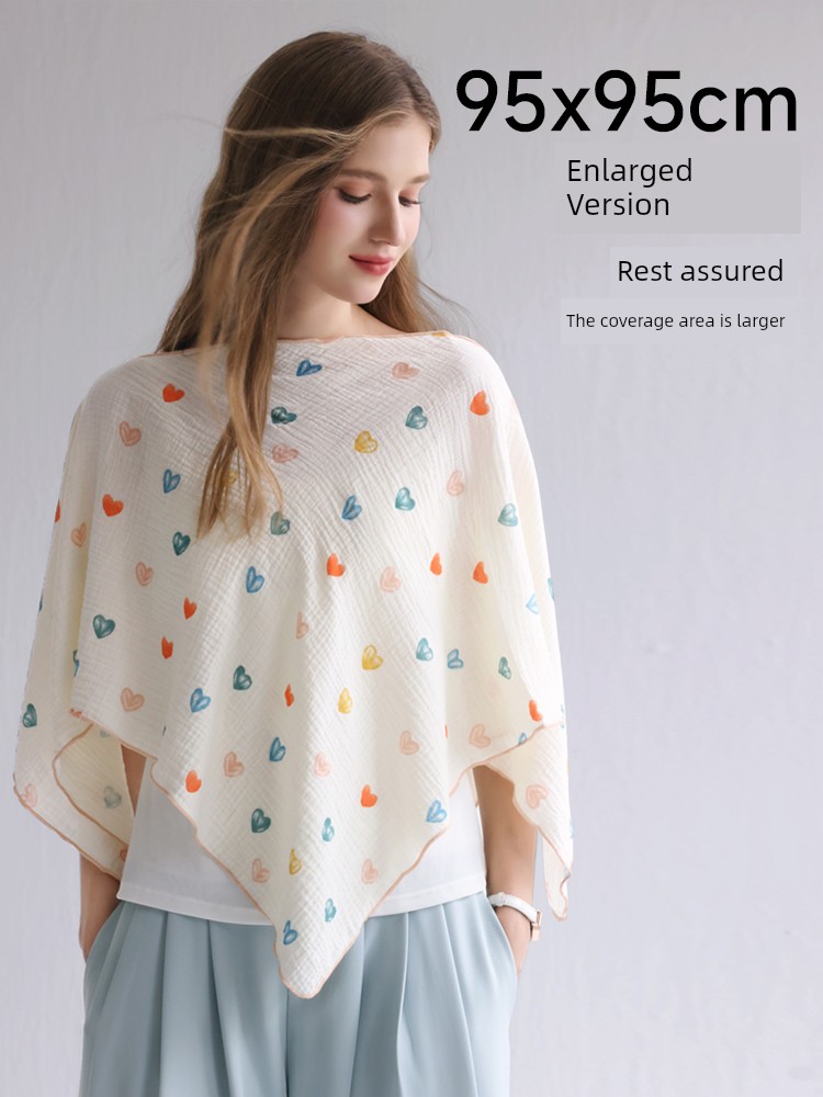 Nursing Cover Cloth Pure Cotton Nursing Towel out Cover Feeding Artifact Fashion Tape Extra Large Confinement Shawl Covering Clothing — 3