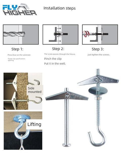 Iron aircraft expansion screwca flower clip gypsum board prefabricated board hollow brick anchor bolt umbrella type expansion hook