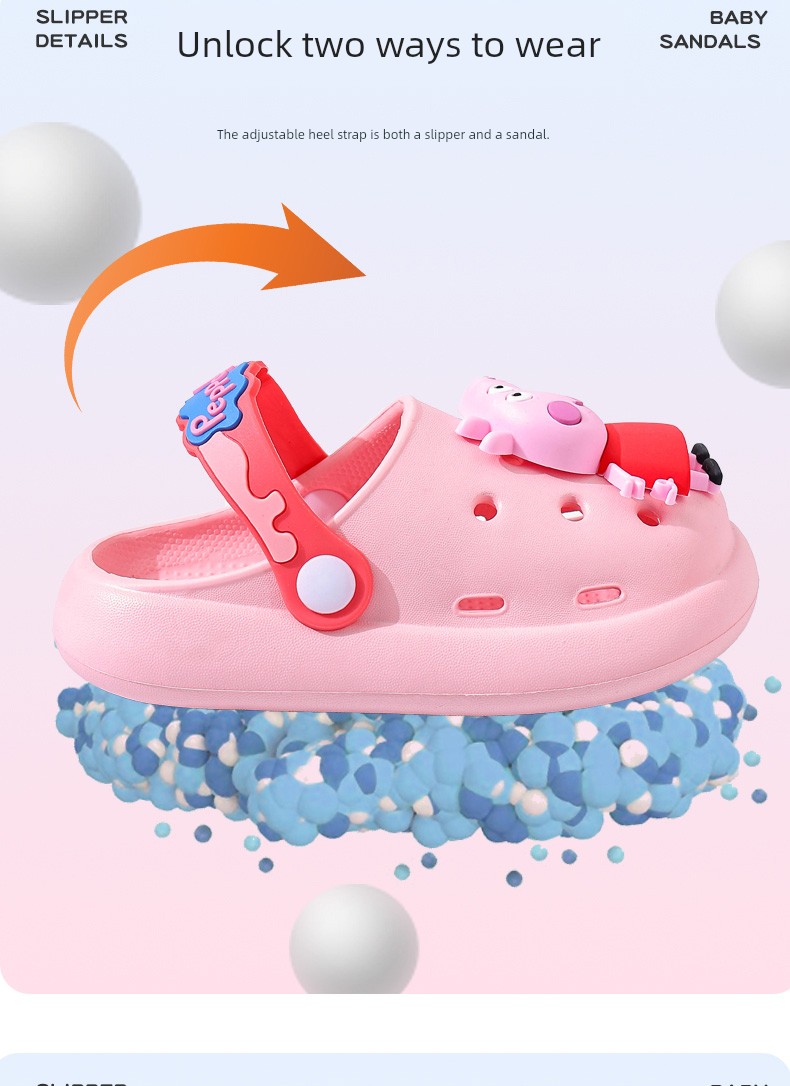 Peppa Pig Official Cartoon Slippers for Children Summer 2026 Home Bath Non-Slip Baby Outdoor Soft Sole Clogs — 9