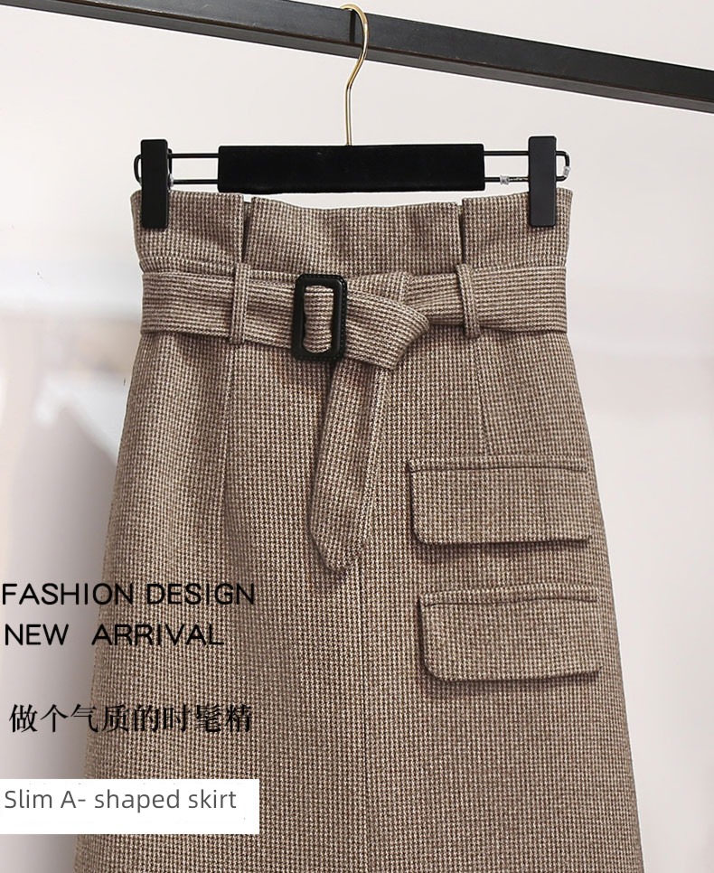 Milk coffee female Autumn and winter Medium and long term Advanced sense Woollen dress