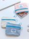 Cute double-layer contrasting zipper coin wallet bus card storage bag Korean style student simple versatile headphones aunt towel