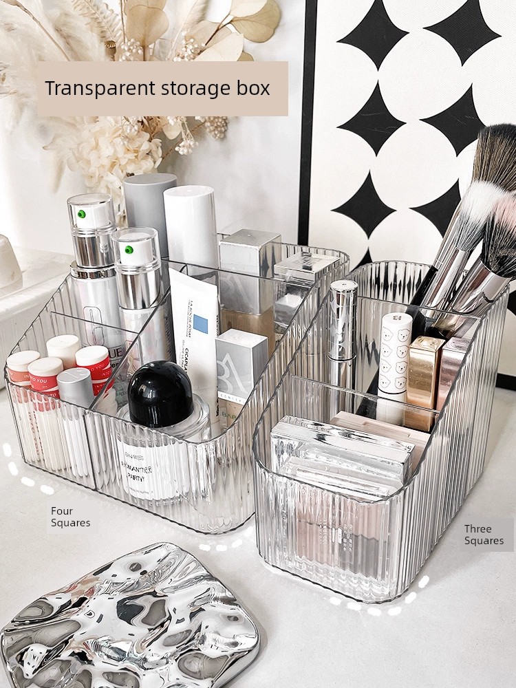 透明收納盒化妝品整理盒桌麪口紅化妝刷護膚品筆筒化妝盒置物架