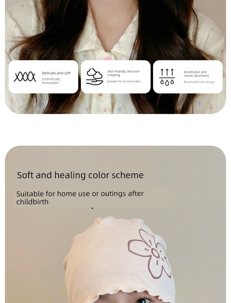 Jq Jingqi [Ruffled Edge] Summer Thin Maternity Hat Single Layer Floral Large Head Circumference Pregnant Women's Hat Windproof Forehead Protection — 12