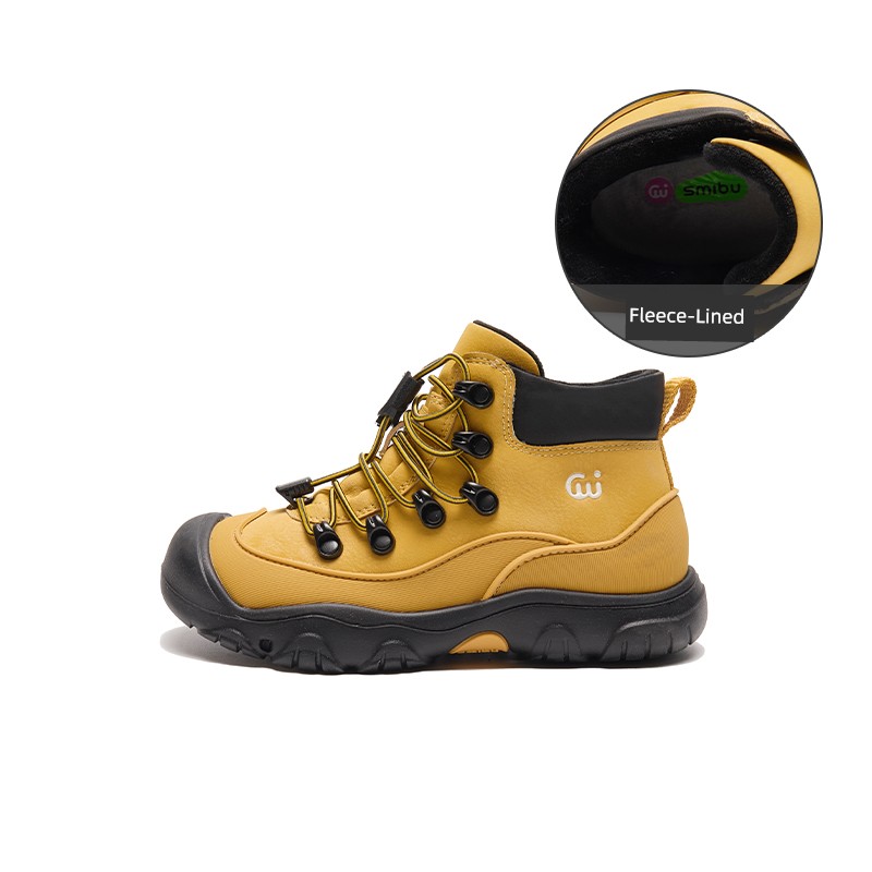 Smibu Children's Shoes 2026 Martin Boots Spring and Autumn Style Children's Leather Boots Boys and Girls Short Boots Outdoor Yellow Boots — 6