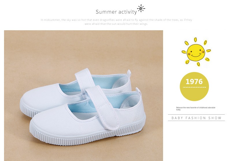 Children's White Shoes White Cloth Shoes Student Shoes Kindergarten Boys Girl Indoor White Shoes Canvas Shoes Performance Shoes — 14