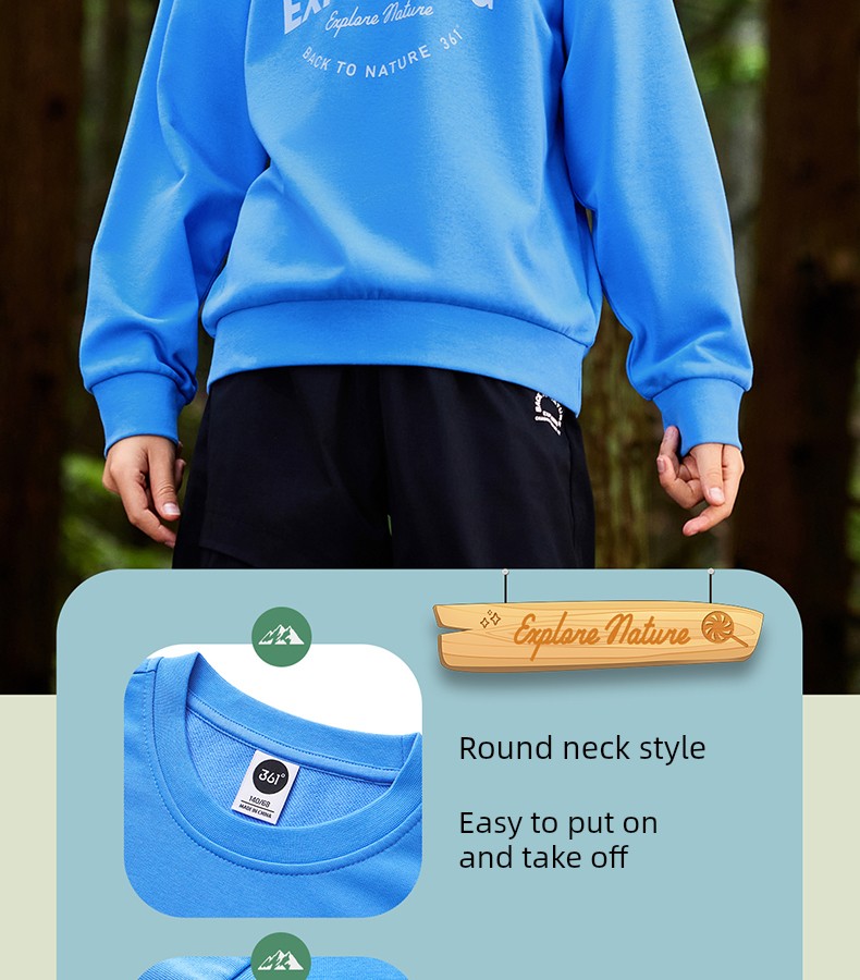 361 ° Children's Clothing for Boys and Girls, Pullover Sweatshirt, Round Neck, Autumn and Winter 2026 New Autumn Style, Fleece-Lined Long-Sleeved Sports — 14