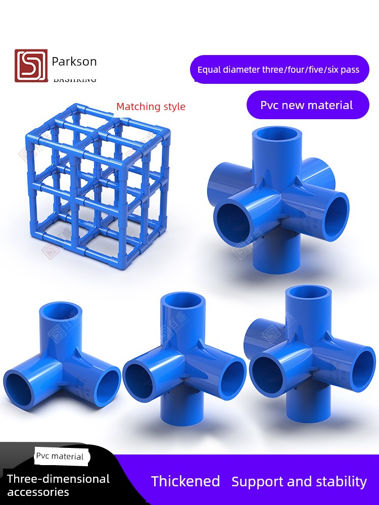 Pvc Three-Way, Four-Way, Five-Way, Six-Way Plastic Fittings, Right-Angle Brackets, Water Pipe Connectors, Blue Pipe Fittings