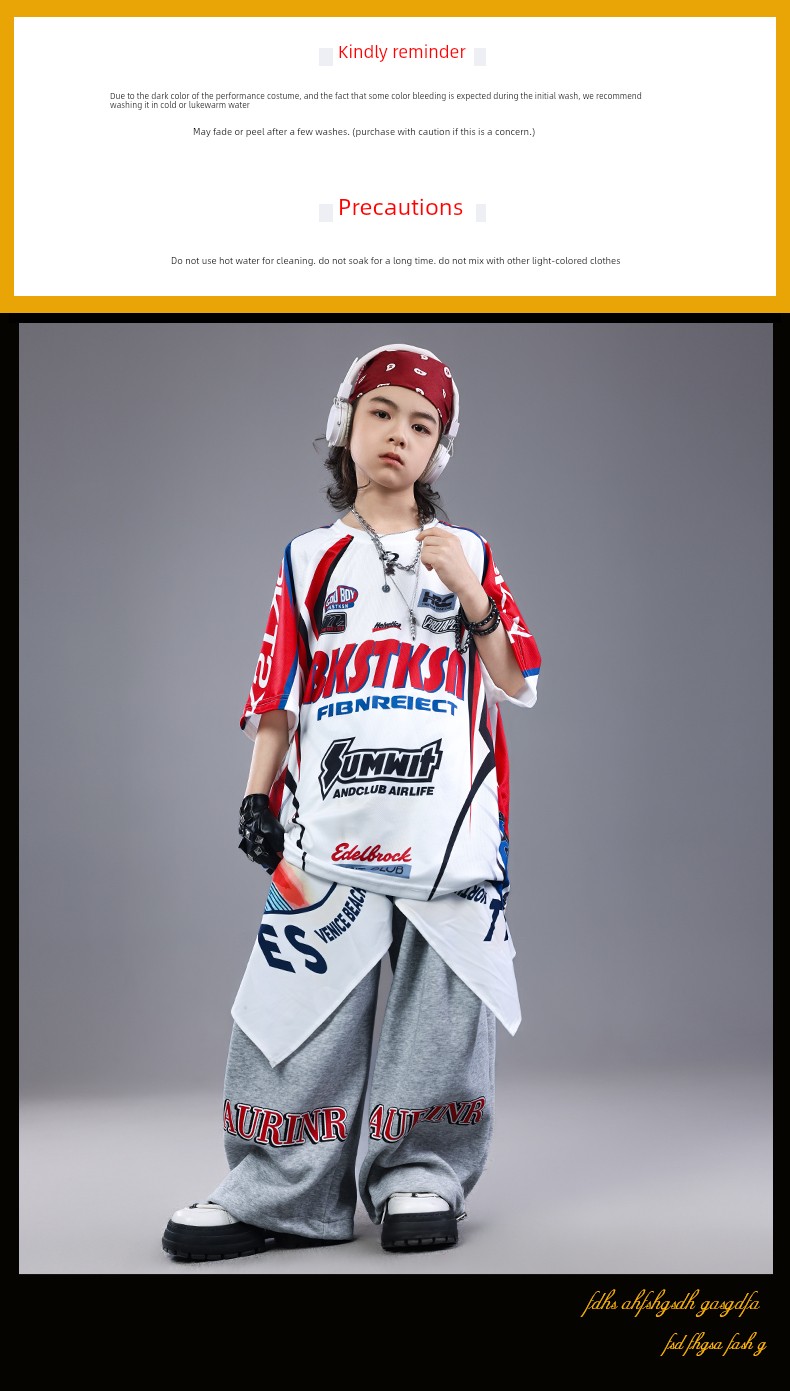 Children's Hip-Hop Performance Costumes, Hip-Hop Boys' Performance Outfits, Hip-Hop Drum Set Girls' Cool and Trendy Autumn Dance Costumes — 4