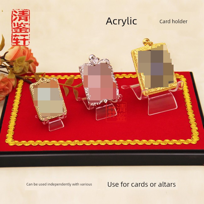 Thai Handmade Amulet Stand, Small Transparent Base for Storage and Worship, Dustproof, Four-Sided, Five-Eyed, Four-Eared