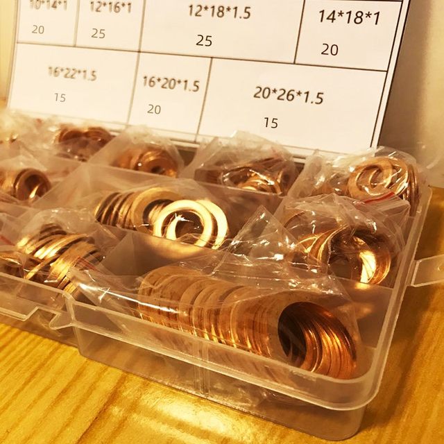 Oil pan oil drain screw gasket box copper gasket set box 4S store auto repair copper gasket repair box oil drain gasket