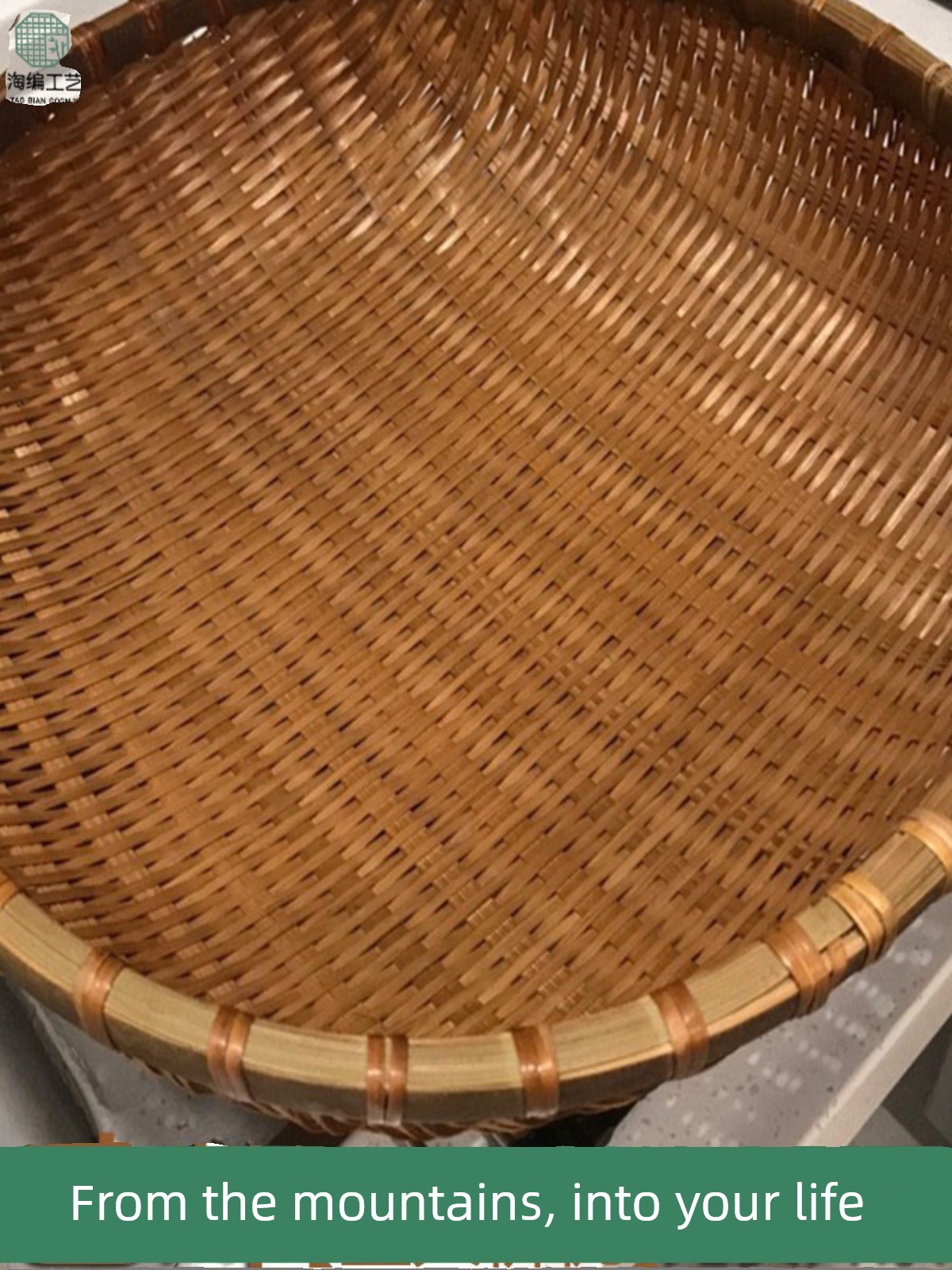 Bamboo Woven Round Basket for Home Use, Smoked Small Basket, Vintage-Style Drying and Storage Basket, Vegetable Washing and Draining Basket, Fruit Basket, Decorative Large Basket