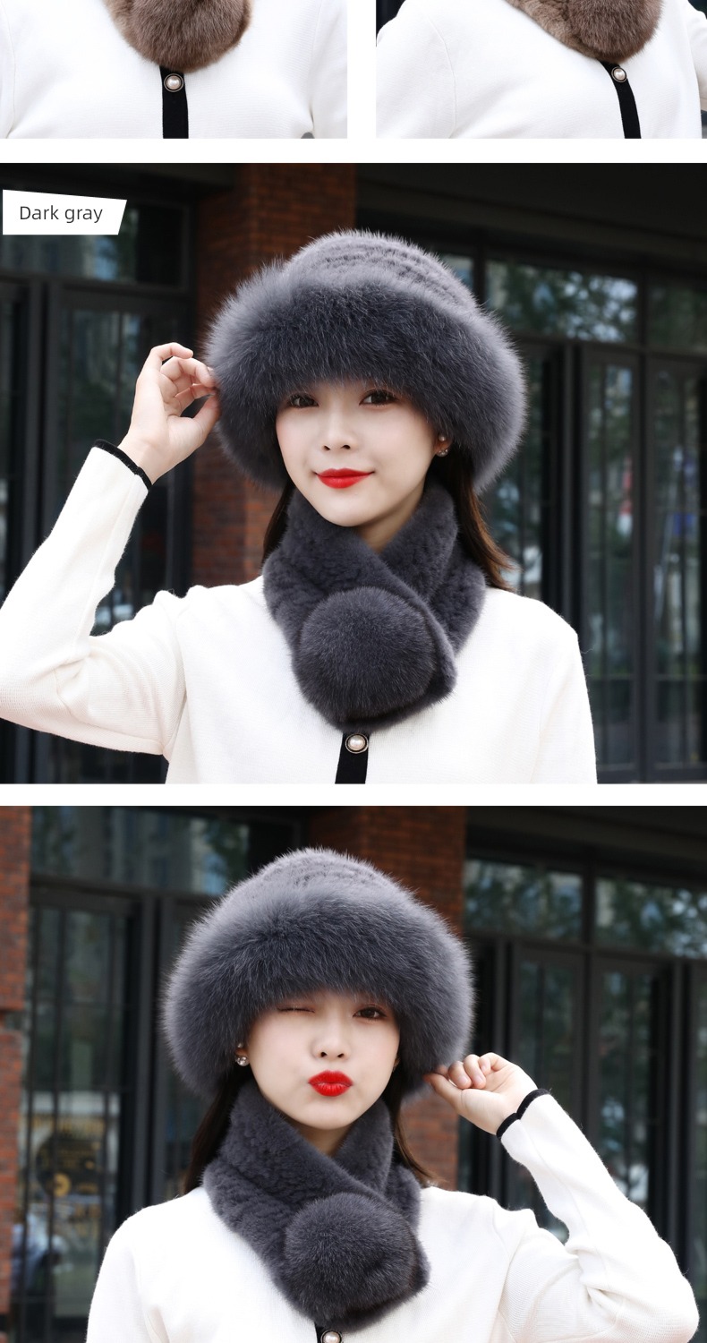 Lei Xuan weave Fox  Mink skin female suit Hat