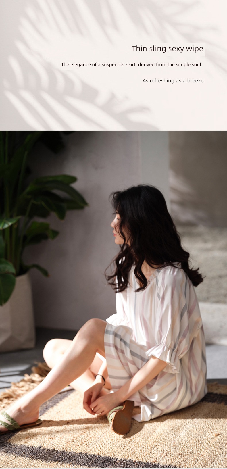easy Big size summer pure cotton Princess style V-collar Nightdress