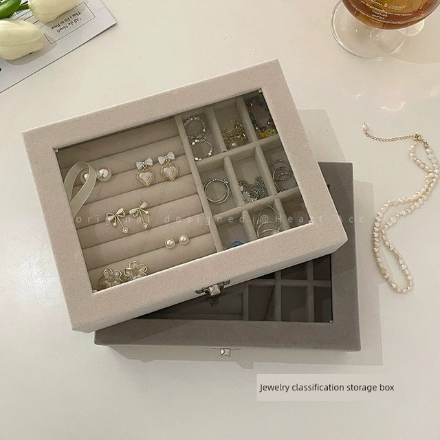 Jewelry box earring special storage box high-end ring earring earring necklace anti-oxidation jewelry storage box