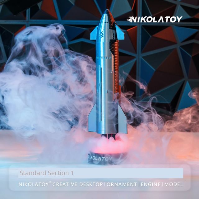NIKOLATOY马斯克SpaceX星舰模型1:200尾焰特效喷雾加湿器功能摆件