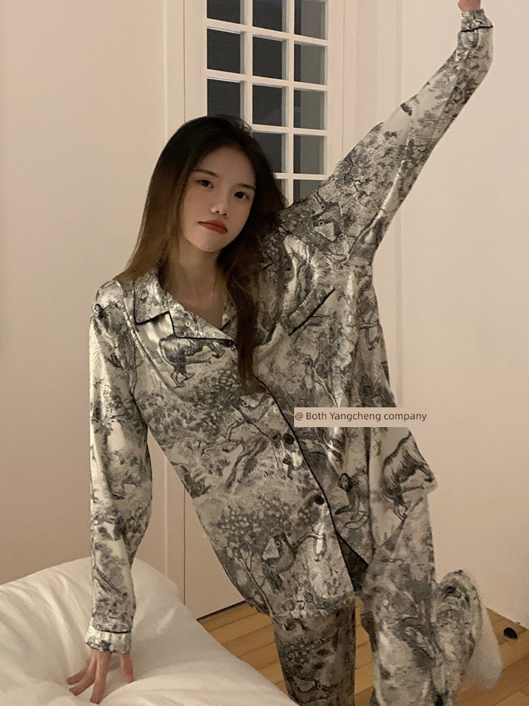 Korean female Ice silk ins  Thin money pajamas