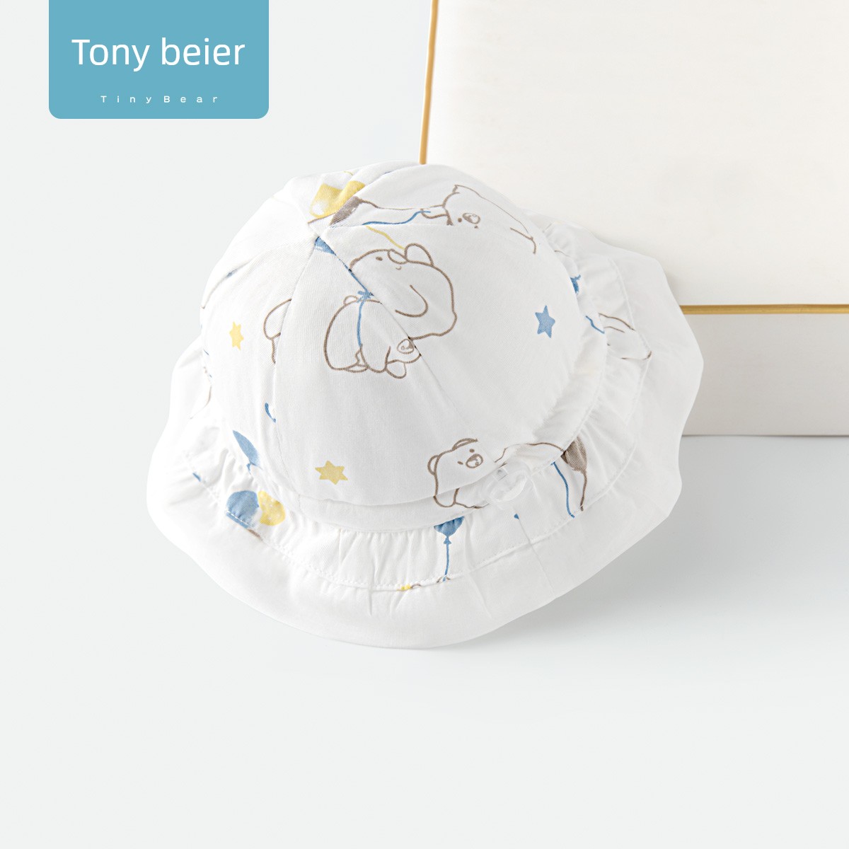 Tony Bear Baby Hat Summer Thin Style Pure Cotton Sun Protection Adjustable 0-3-6 Months Spring and Autumn Baby Sun Hat — 3