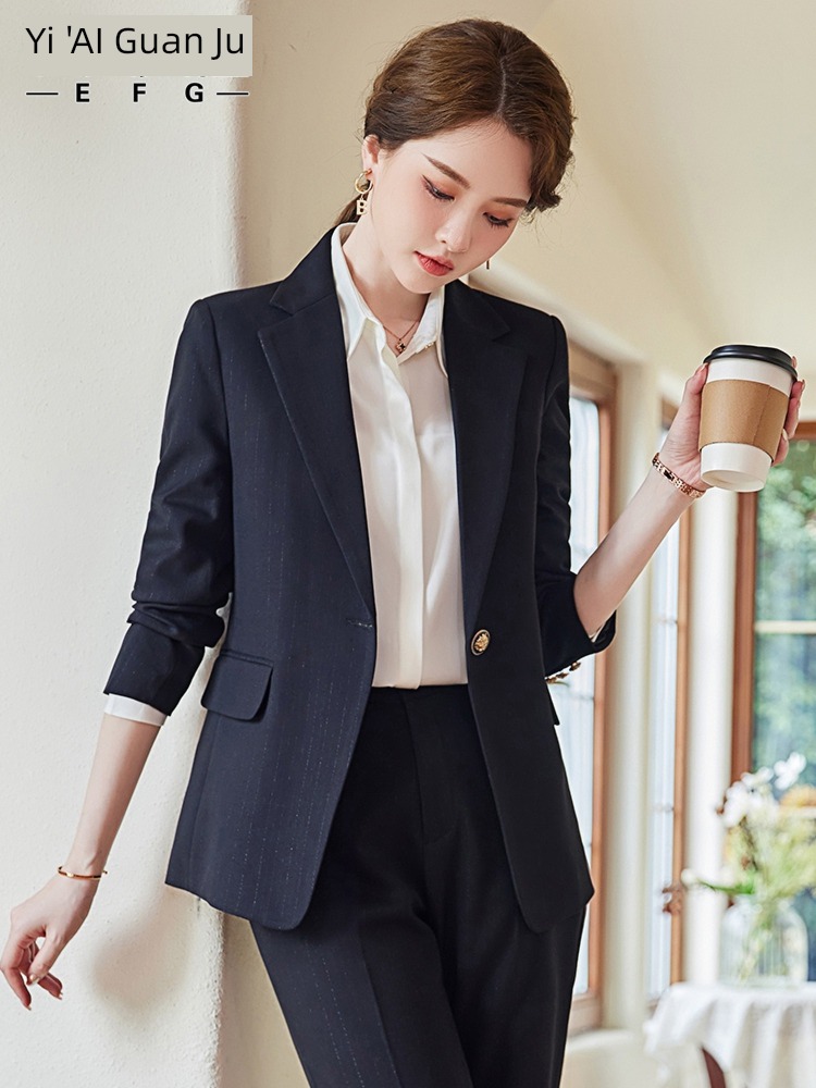 blue ma'am Autumn and winter manager temperament suit loose coat