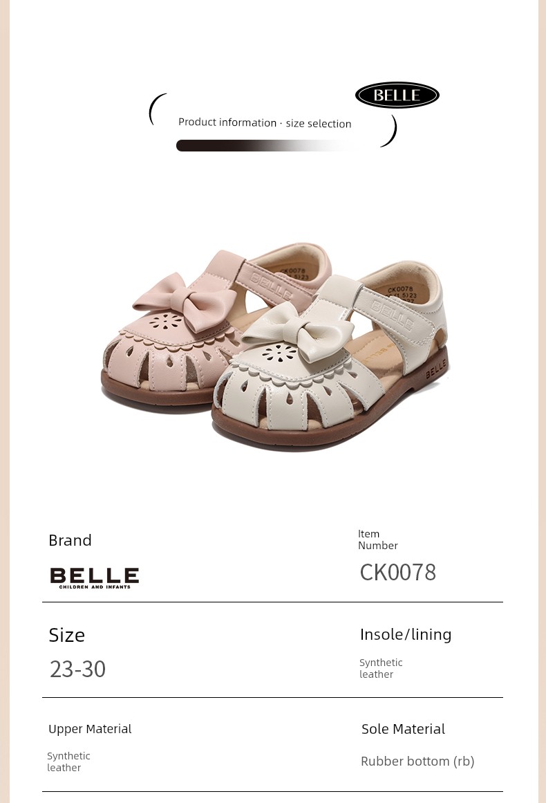Belle Children's Shoes Girls' Sandals 2026 Summer New Soft-Soled Shoes Little Girls Princess Shoes Kidsren's Toddler Shoes — 8