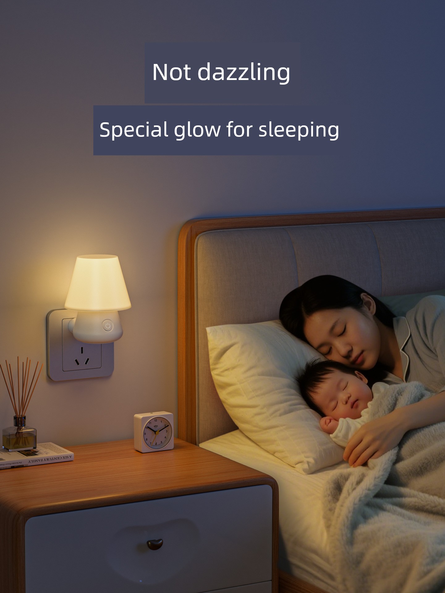 Bedside Bedroom Sleep Light, Kidsren's Low-Light Sleep Companion Lighting, Special Night Light for Playing with Mobile Phones and Feeding Babies, Plug-In Type