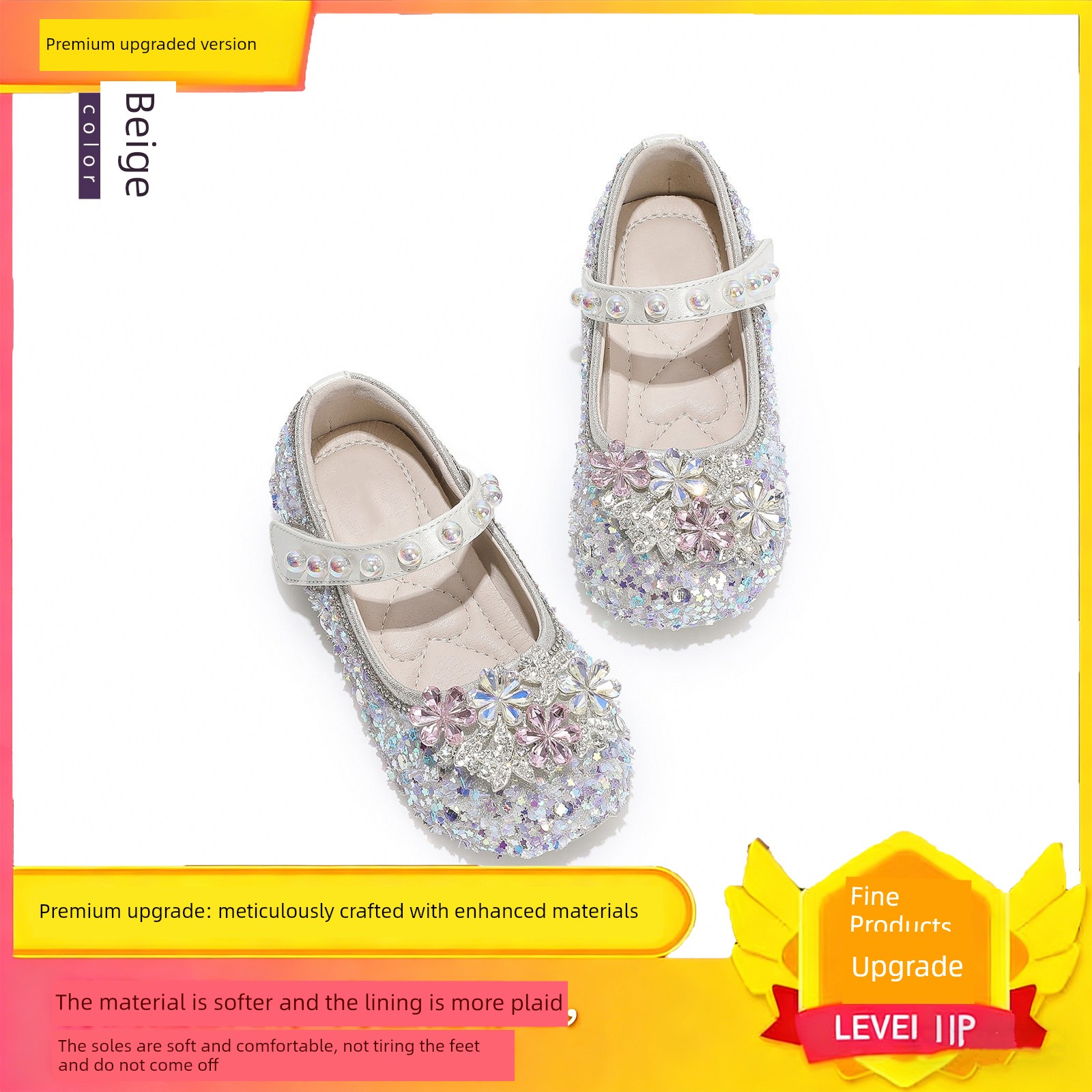 Girls' Crystal Princess Shoes 2026 New Leather Shoes Kidsren's Crystal Shoes Soft Sole Baby Girl Shoes Shiny Summer and Autumn — 1