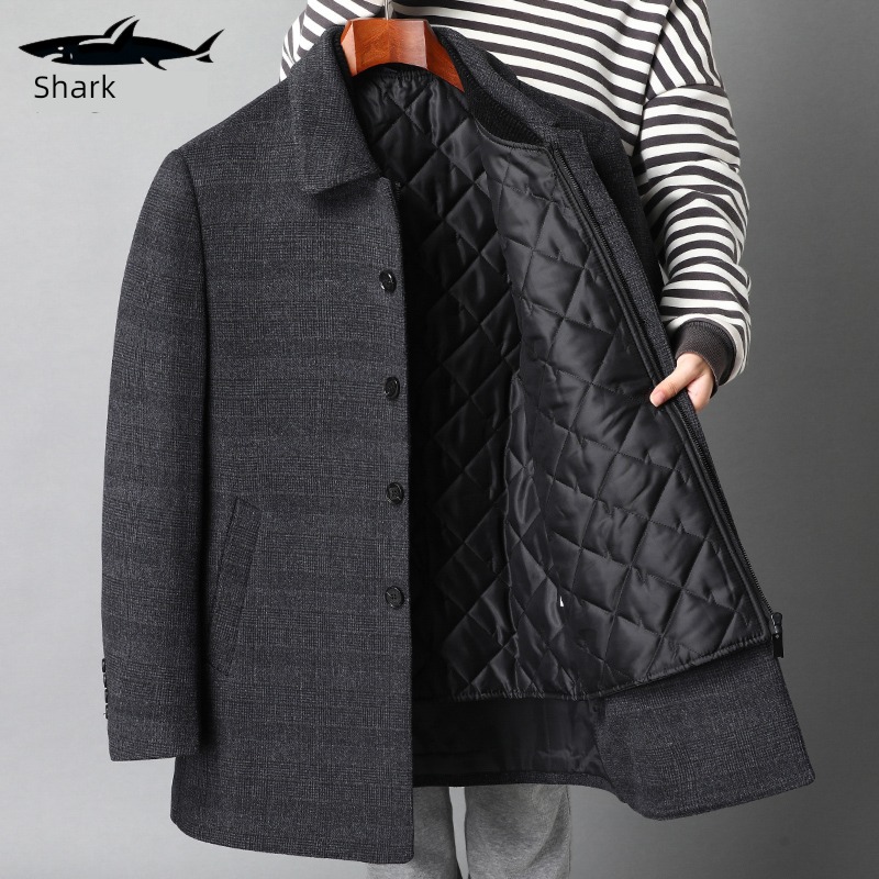 Middle aged and elderly winter Cashmere thickening dad woolen overcoat